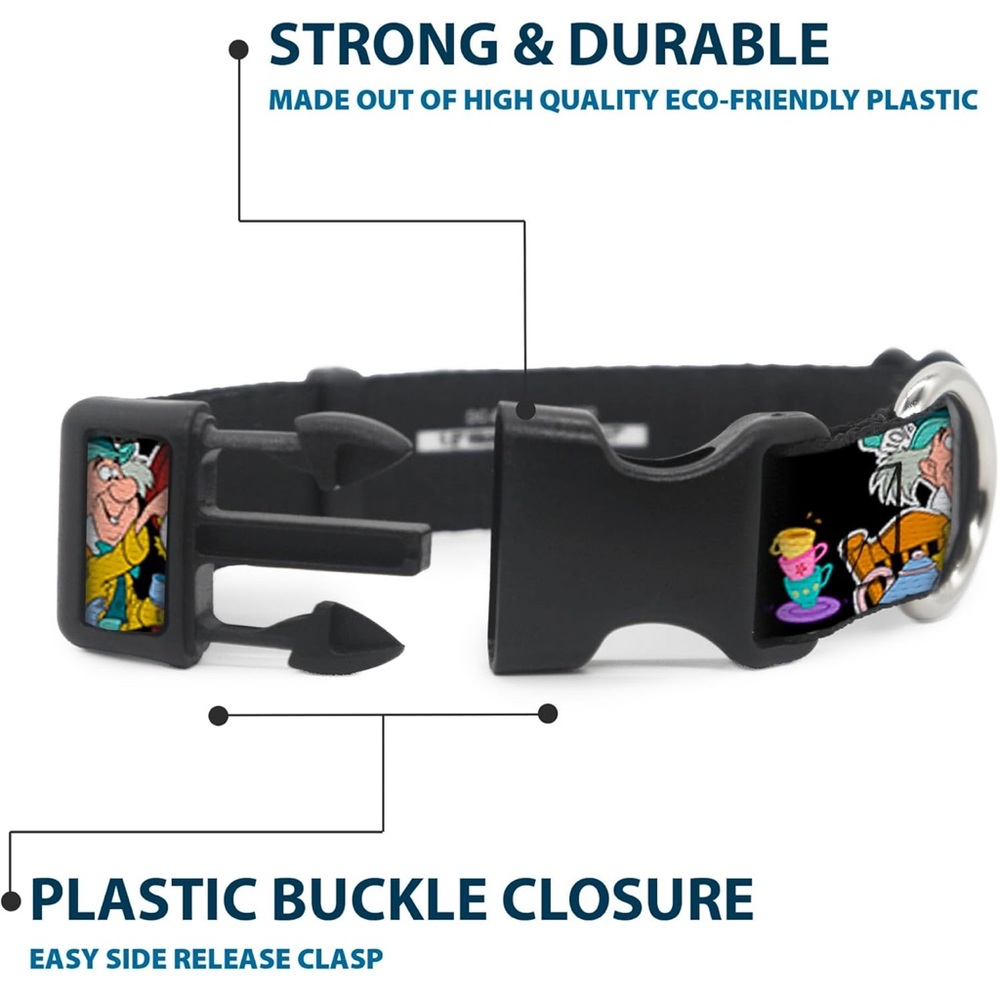 Buckle-Down Plastic Clip Collar Alice's Encounters in Wonderland - 1/2" Wide Med - Picture 3 of 10